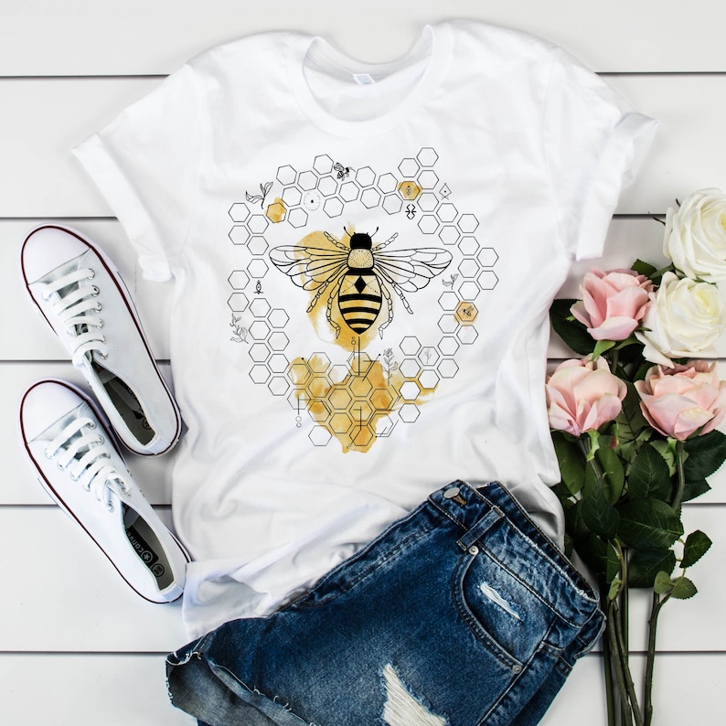 Bee t-shirt / Gift for women / Bee kind / Nature Tee / Vegan tshirt / Bumblebee trendy summer and spring concept White