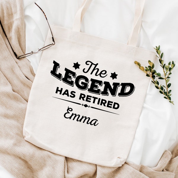 Personalised The legend has retired tote bag / Retirement gift for him or her / Retired shopping bag / Leaving job gift