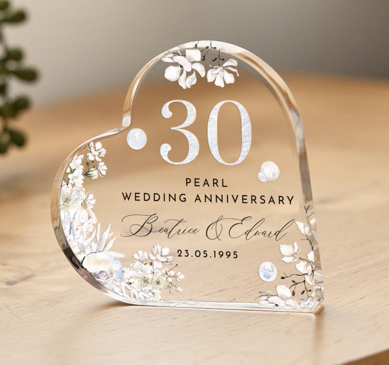 Personalised Pearl Acrylic Heart