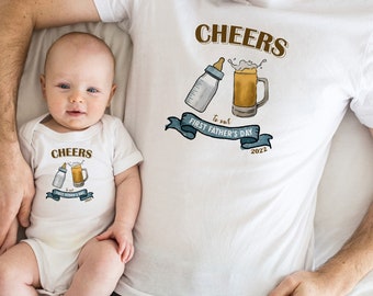 First Father's Day gift / Dad Son or Daughter t-shirt / QTY 1 / 1st Father's Day gift / Cute family tee Beer and milk bottle Daddy and baby