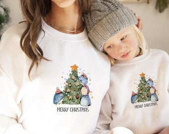 Christmas jumper with cute penguins and tree / Unisex Adult & Kids size / Xmas Sweatshirt / Cosy Christmas jumper for Women / Gift for her