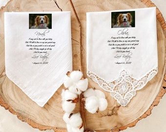 Wedding handkerchief from your dog with photo / Personalised gift for the bride gift for the grooms pet / Customised photo hankie