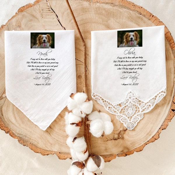 Wedding handkerchief from your dog with photo / Personalised gift for the bride gift for the grooms pet / Customised photo hankie