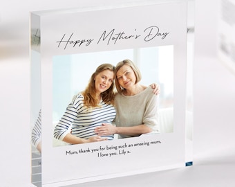 Regalo personalizado para el Día de la Madre: Bloque acrílico personalizado conmemorativo para mamá, abuela o abuela, con mensaje, foto, placa para madres primerizas o madres primerizas.