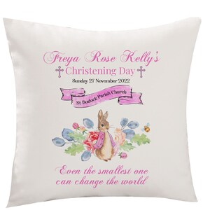 Personalised Christening cushion with name and church / PINK or BLUE / Baptism decoration / Baby Girl Boy Gifts / Keepsake / Naming Ceremony image 6