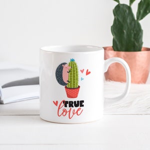 Wahre Liebe Becher / süße Valentinstag Geschenk / Kaktus und Igel Liebe / lustige Valentinstag Geschenk / Mann und Frau Becher