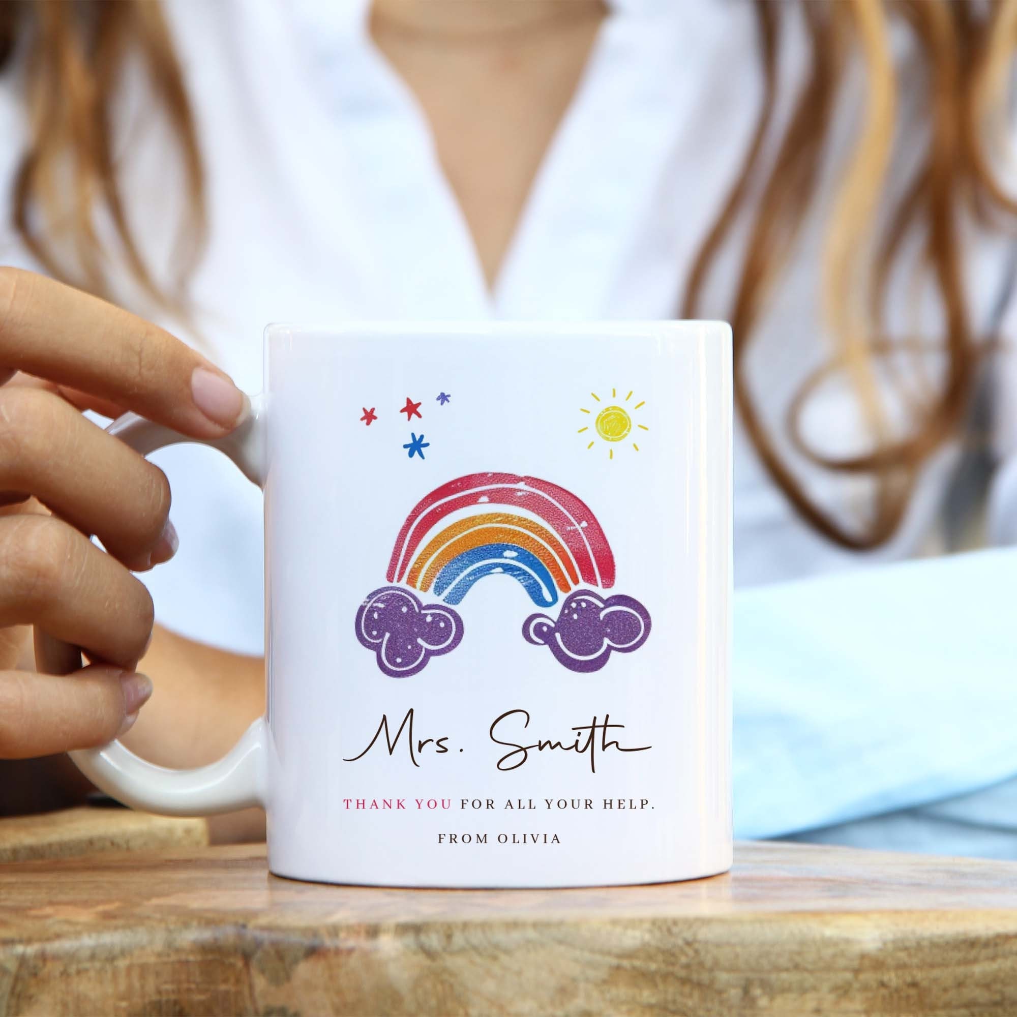 Tazza Stampata Con Scritta &ndash; Grazie Per Il Tempo Colorato &ndash; Regalo Per Insegnanti Per L'asilo &ndash; Regalo Come Ringraziamento &ndash; Colore Arcobaleno &ndash; Nero