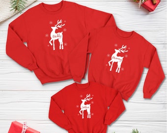 Matching Family Christmas jumper / Reindeer Xmas sweatshirt / Festive family set