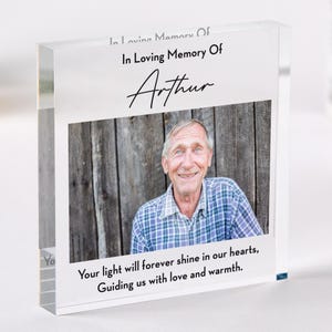 Personalised Memorial Photo Plaque In Loving Memory Acrylic Keepsake with Name & Picture Sympathy Remembrance Gift RIP