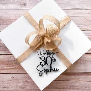 Personalised Birthday Wooden Gift Tag with Name and Age Gold Silver Rose Gold Black Natural Colour 21st 30th 40th 50th 60th 70th Birthday image 7