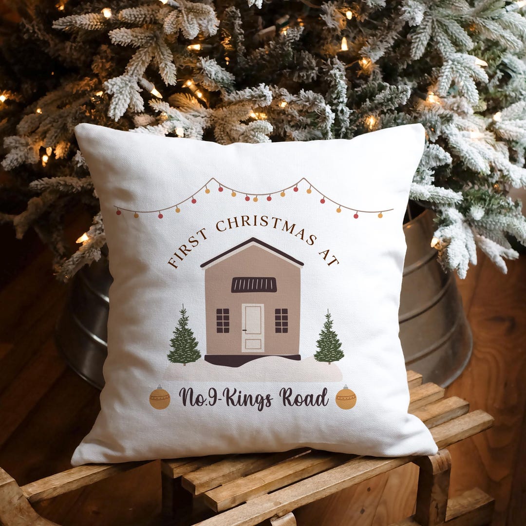 First Christmas at New Home Cushion With Address Gift for Wife Husband ...