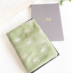 Dandelion foil print cotton scarf in a personalised gift box / 6 colours / Gift for mum / Scarves for women / Mother's day gift for mummy image 1
