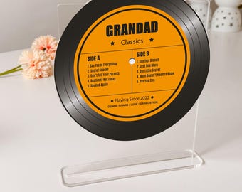 Funny Grandad Vinyl Record Plaque, Personalised Father’s Day Grandpa Gift, Classics Acrylic Sign