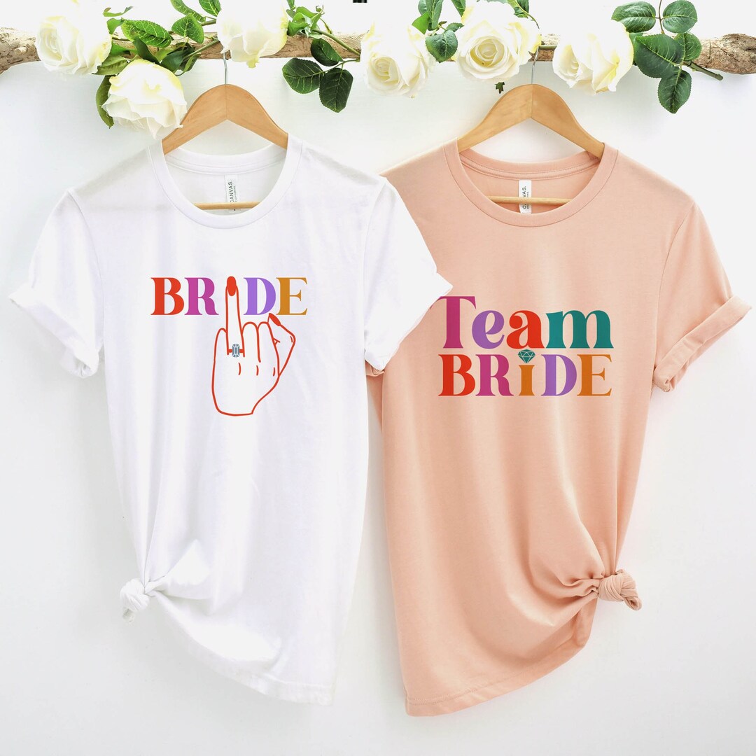 Colourful Bride and Team Ring Finger T-shirt / Diamond Funny Bridal ...