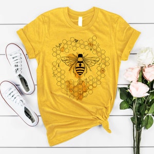 Bee t-shirt / Gift for women / Bee kind / Nature Tee / Vegan tshirt / Bumblebee trendy summer and spring concept Mustard