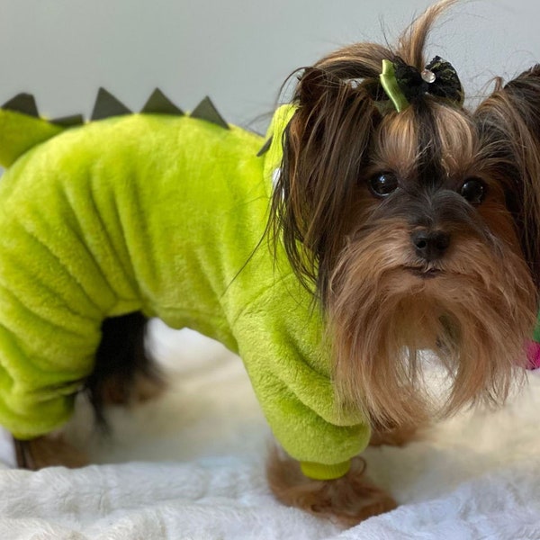 Pyjama dinosaure, en tissu, pour chiens