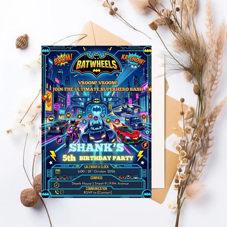 Editable Batwheels Birthday Invitation Batwheels Digital Invite for ...