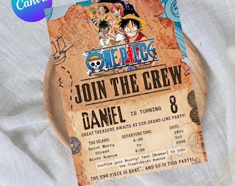 One Piece Party Birthday Invitation: Editable Anime Pirate Party (Digital Download)