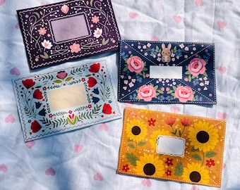 Printable Folk Art Envelope Set (7 Designs) – Floral Invitation Colorful Envelope Template Eidi Envelope Decorative Snail Mail Stationery