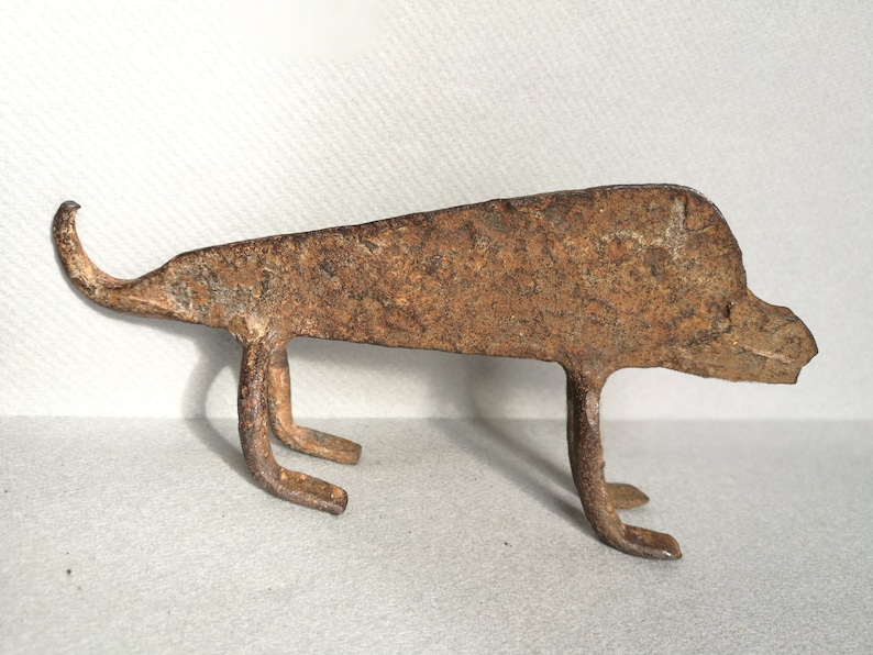 Tribal Art Collectible An Unusual Lobi Tribe Iron Chameleon from Burkina Faso Divination Object