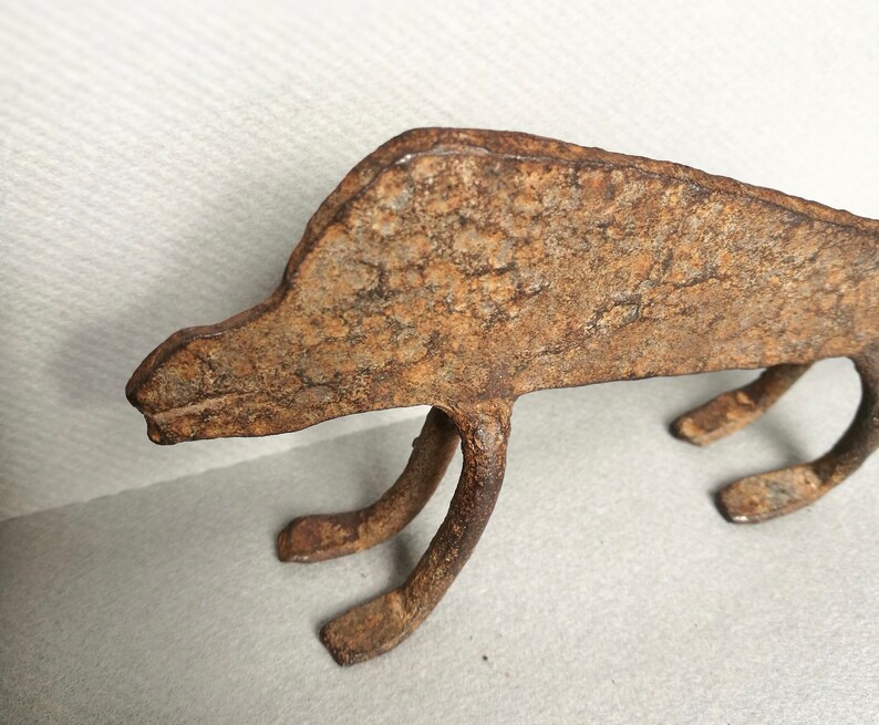 Tribal Art Collectible An Unusual Lobi Tribe Iron Chameleon from Burkina Faso Divination Object