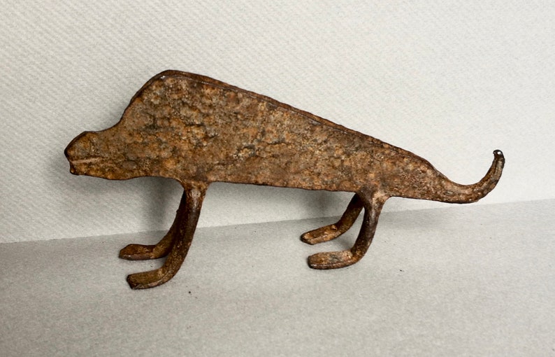Tribal Art Collectible An Unusual Lobi Tribe Iron Chameleon from Burkina Faso Divination Object