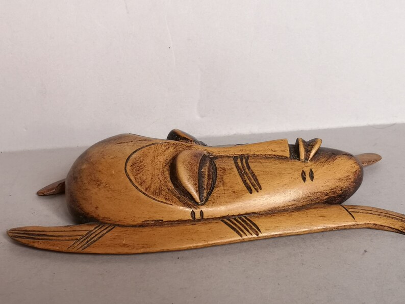 possibly from Ivory Coast Cote d/'Ivoire and found in France A Lovely decorative Hand carved Small Tribal Passport type Mask