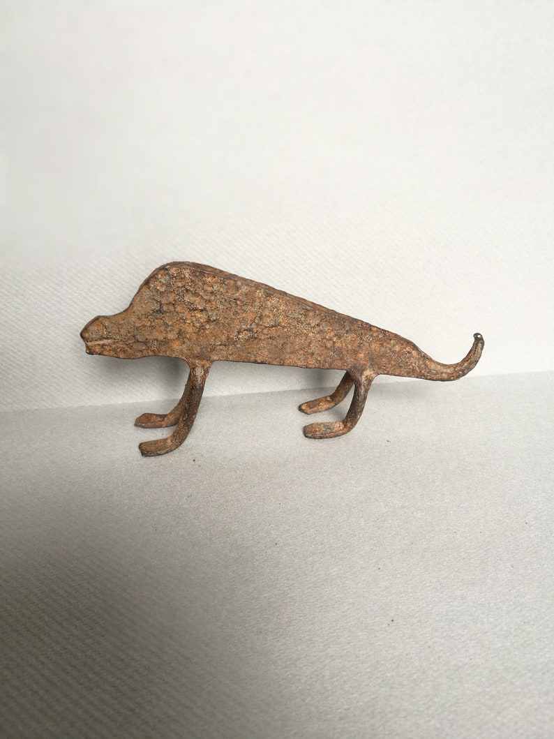 Tribal Art Collectible An Unusual Lobi Tribe Iron Chameleon from Burkina Faso Divination Object