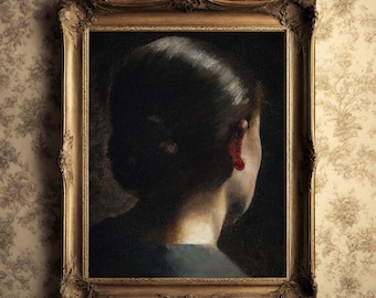 Moody Vintage Digital Art Print/ Dark Academia Painting/ Printable Old World Art/ Vintage Painting/ Moody Spring Art/ Moody Lady Painting