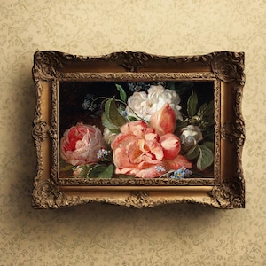 Moody Vintage Digital Art Print/ Dark Academia Painting/ Printable Old World Art/ Vintage Painting/ Moody Spring Art/ Moody Flower Painting