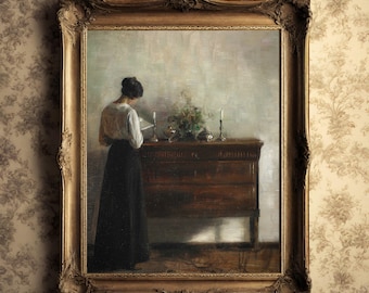 Moody Vintage Digital Art Print/ Dark Academia Painting/ Printable Old ...