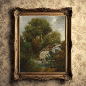 Moody Vintage Digital Art Print/ Dark Academia Painting/ Printable Old World Art/ Vintage Painting/ Moody Spring Art/ Moody Cottage