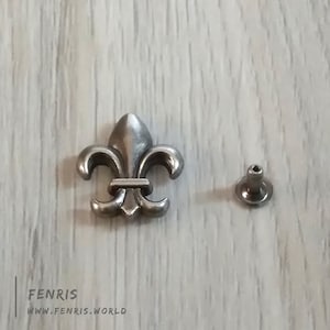 Silver Fleur De Lys Remaches Studs Set de 10 Cuero Traje SCA Armadura LARP Costura Artesanía Suministros Metal Francés