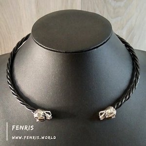 Wolf Torc Silver Black Celtic Viking Celtic Norse Viking Style Choker