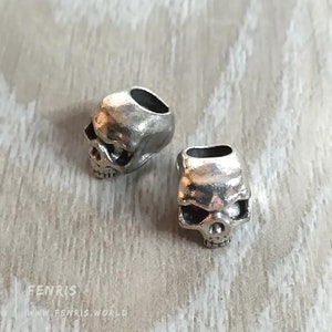 Beard Braid Beads Silver Skulls Set of 2