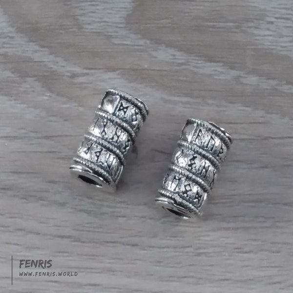 Barbe Tresse Perles Silver Viking Runes Norse Style