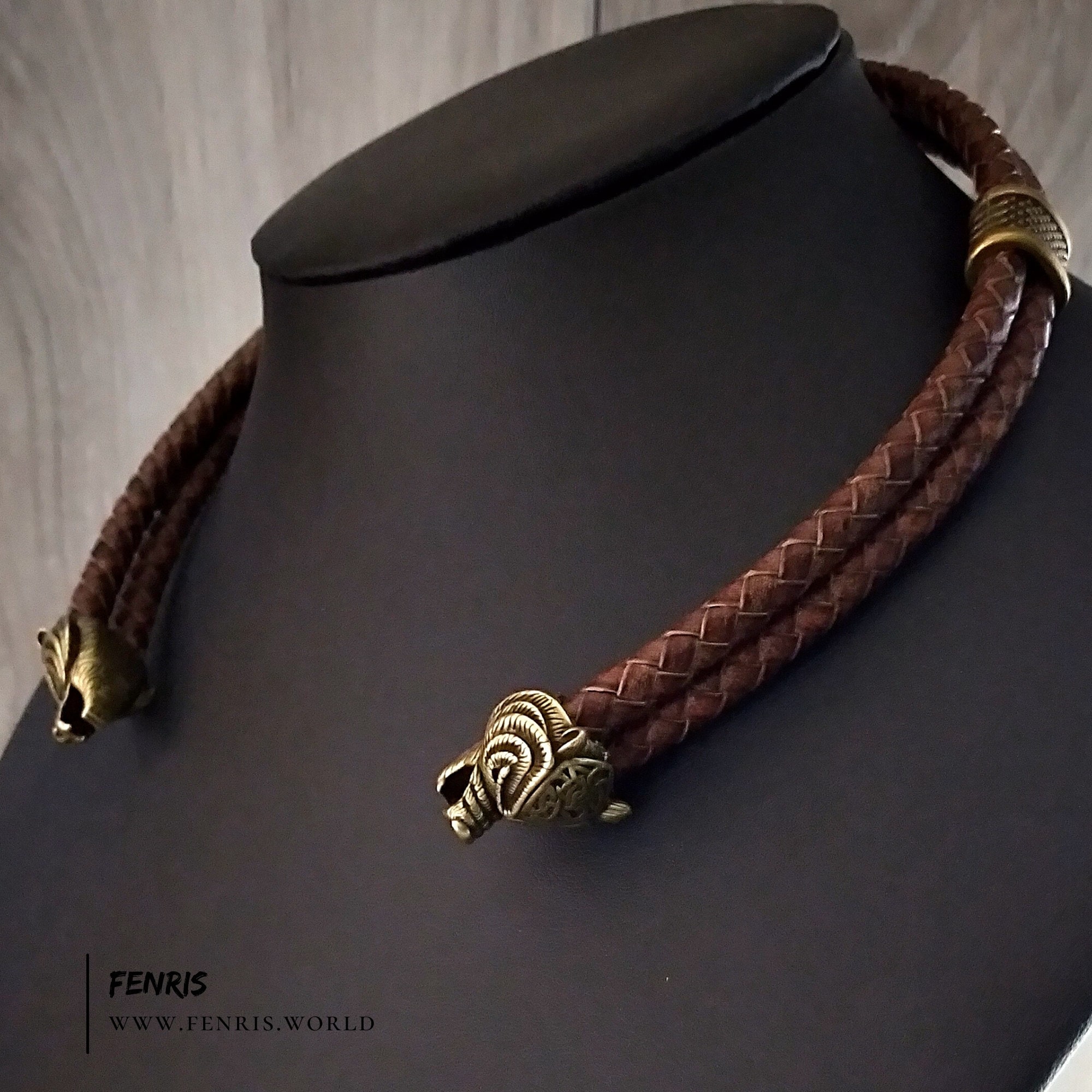 Buy Bear Torc Bronze Brown Leather Double Band Necklace Celtic 