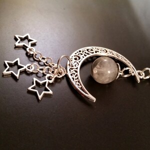 Silver Labradorite Celestial Moon Stars Necklace Pendant Charm Chain Handmade Gift