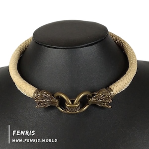 Collar de gargantilla de dragón bronce bronceado escala cuero