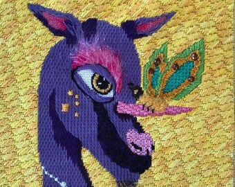 Dragony Fli, Long Neck Friends Series,18ct Handpainted Needelepoint by Duo Designs, Inc.