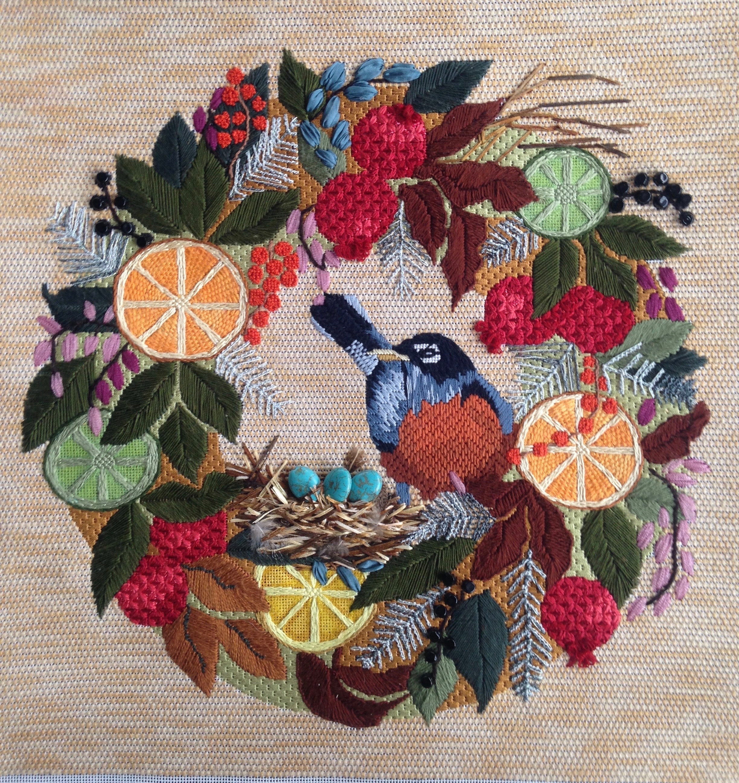 Stitch Guide Needlepoint Digital Robins Wreath Melissa Prince Designs