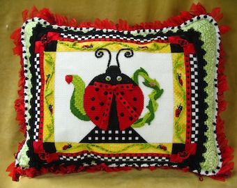 Stitch GUide PDF Format Needlepoint  Ladybug Tea by Duo Designs, Inc. Sandra Arthur