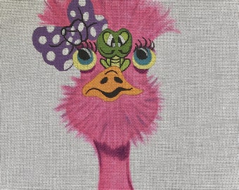 Besties of Long Neck Friends Series, Ostrich, Frog, 18ct Hand painted, Duo Designs Inc