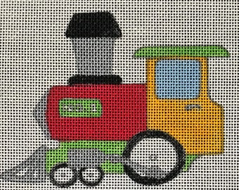 Train Engine, ornament, hand toy, mobile, stand up, needlepoint, Hand painted, 18ct, Duo Desgins, Sandy Arthur