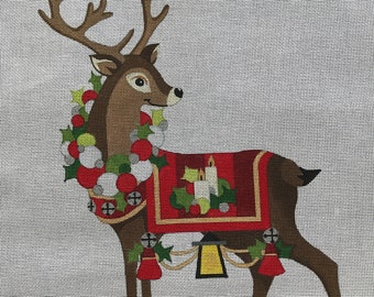 Stitch Guide Only- Digital - Reindeer with Candle Blanket - Raymond Crawford Designs