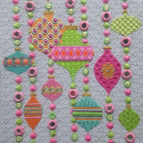 Stitch Guide Needlepoint Digital - Mod Ornaments - Eye Candy