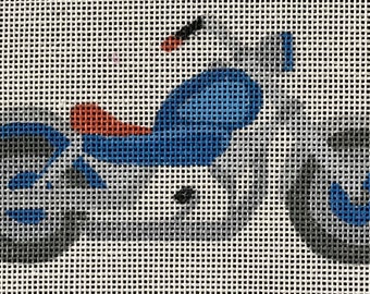 Motorcycle, mobile, hand toy, ornament, Needlepoint, Handpainted, 18ct, Duo Designs