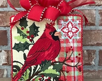 Stitch Guide PDF Format Instant Download - WINTER CARDINAL - Handpainted Canvas by Maggie