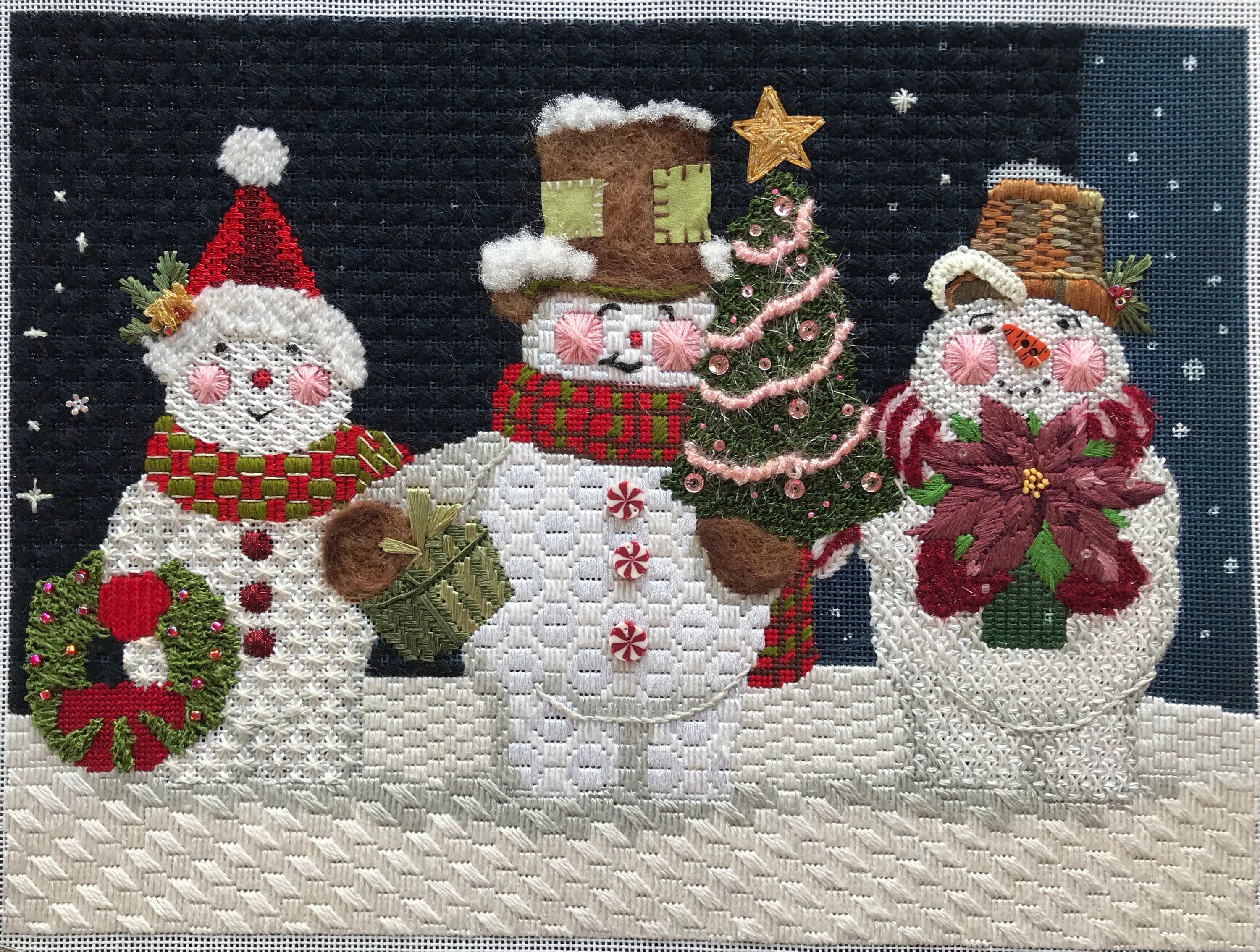 NeedlepointUS: Stanley Snow - Stitch Painted Needlepoint Christmas