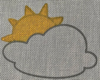 Cloud and Sunshine, Mobile, Hand Toy, 18 ct, Needlepoint, Hand Painted, Duo Designs